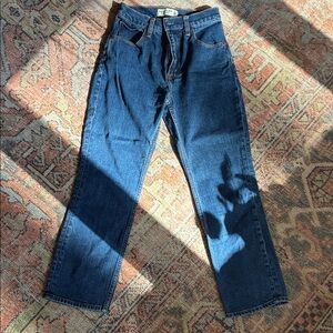 Abercrombie ankle straight ultra high rise dark blue jeans